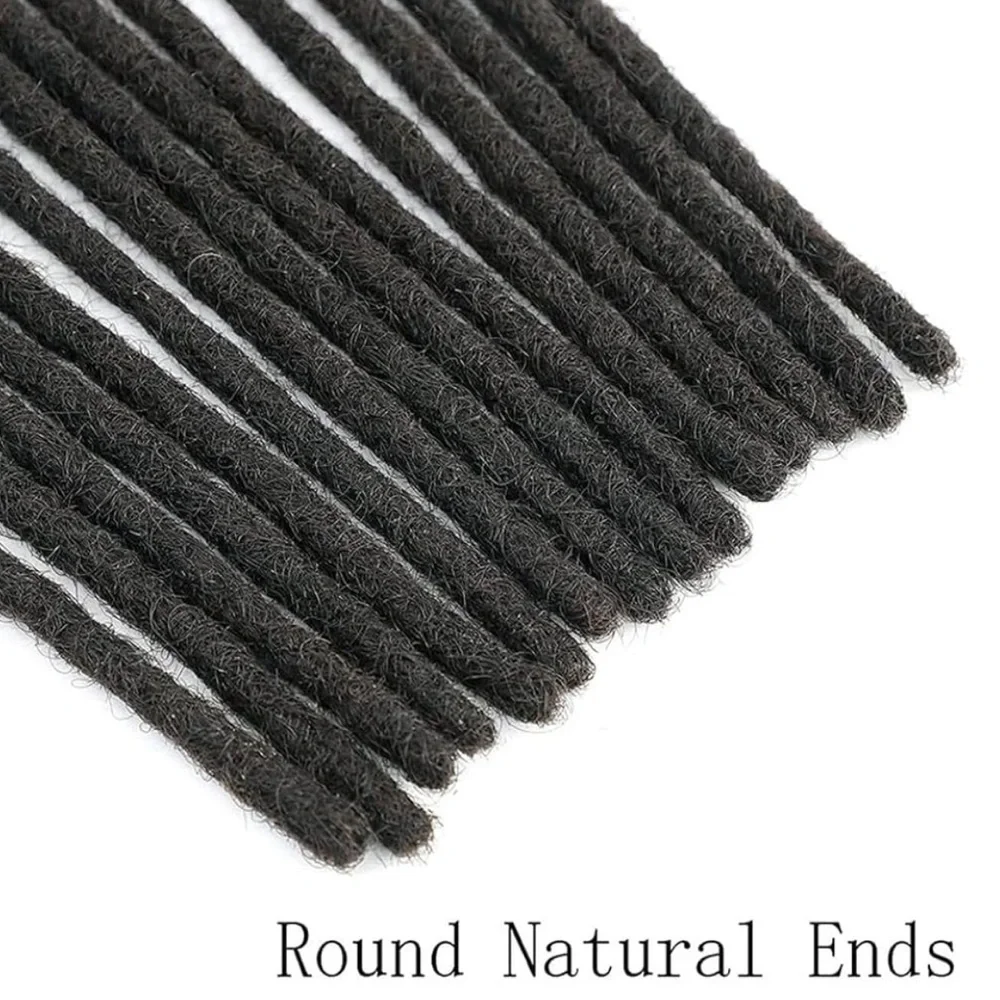 14” Natural Black Dreadlock Extensions Human Hair 0.6 cm 30 Strands #RB7